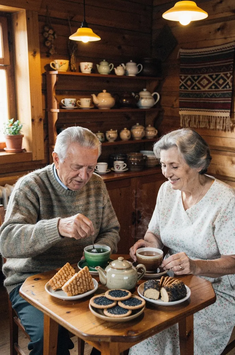 Moters ranka laikanti arbatos puodelį priešais kompiuterio ekraną su sveikos rutinėlės programėle