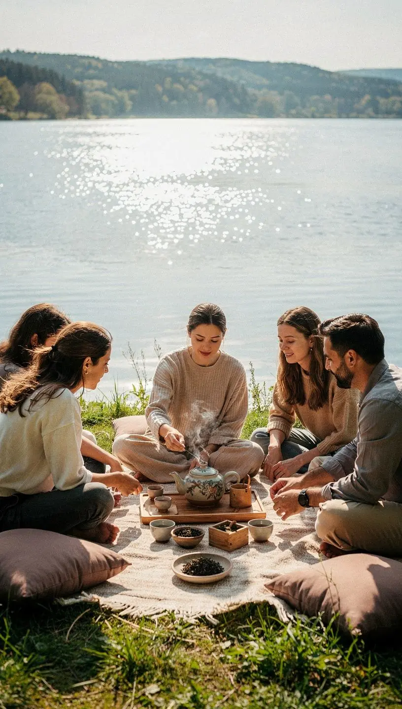 Rankos rašo arbatos gėrimo planą ant popieriaus lapo prie ryto šviesos lango